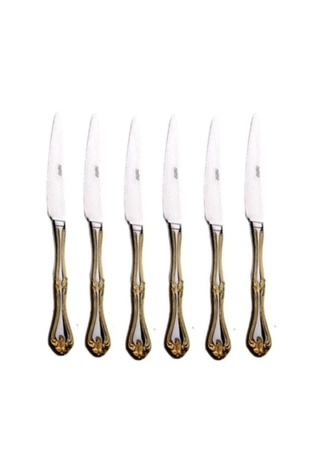 Nehir lalezar Gold Plated Dinner Knife 12 Piece - MALLTURK
