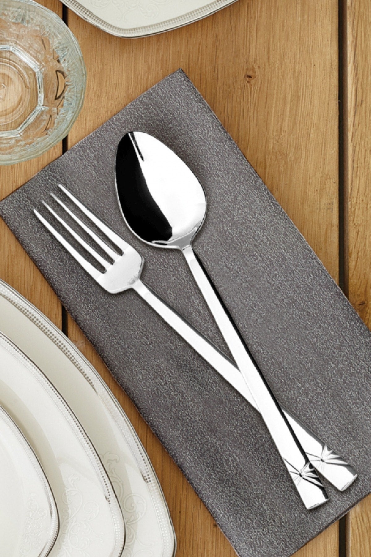 Emsan kos 60 Piece 12 Place Setting Fork Spoon Set - MALLTURK