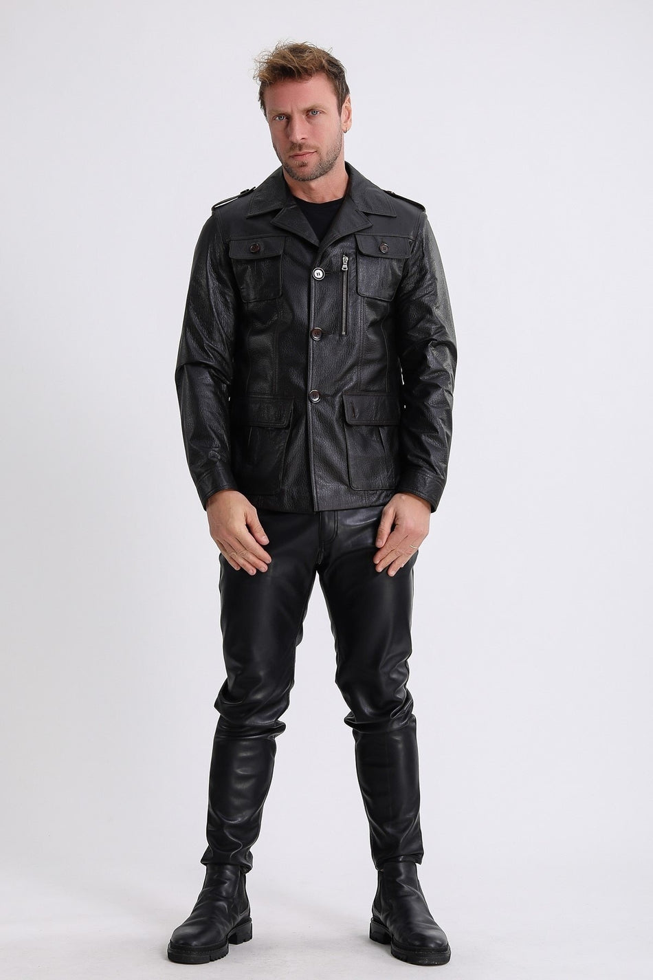 Veste Commander Jumbo noire Leather Club