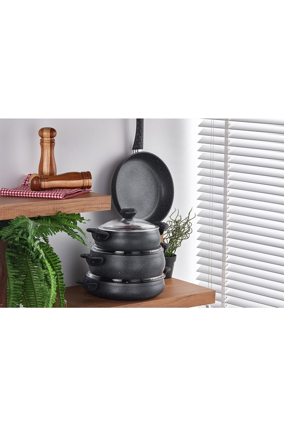 Tac Stone Tombik 7 Piece Cookware Set Uzay Grisi - MALLTURK
