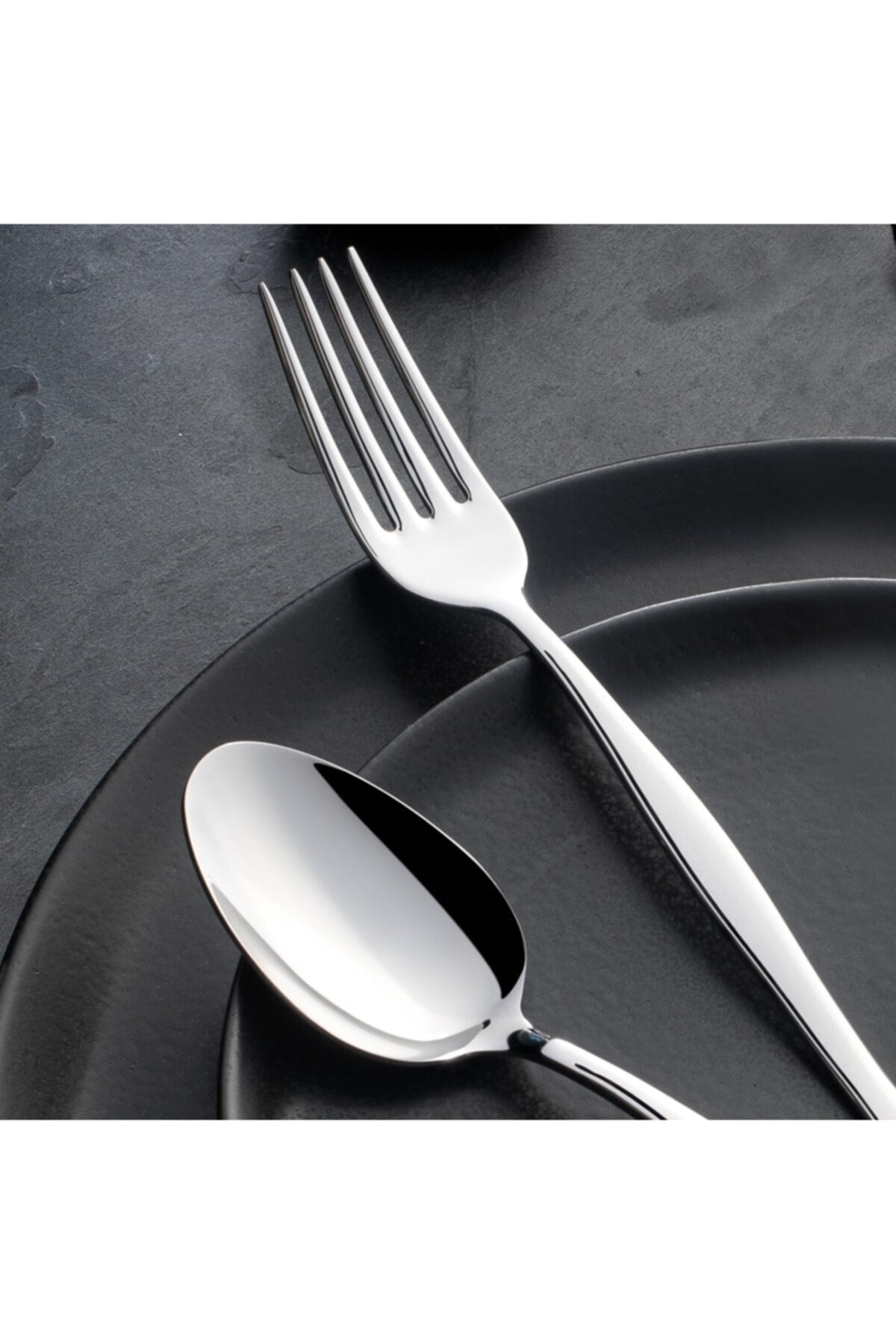 Nehir zarif Plain 30 Piece bicaksiz Fork Spoon Set - MALLTURK