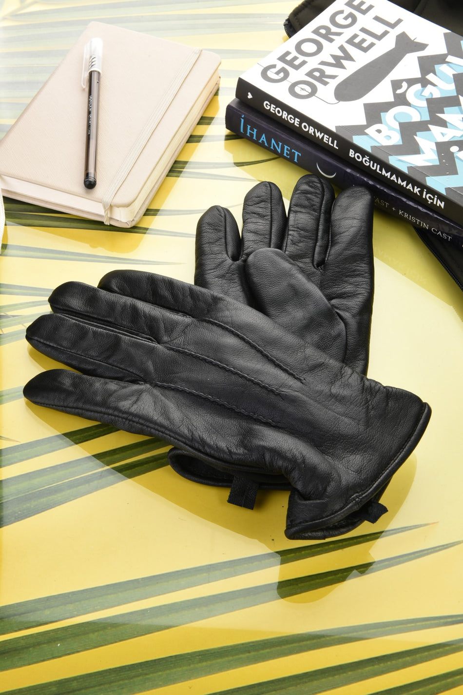 Fubileather 100% Genuine Leather Men's Elastic Gloves