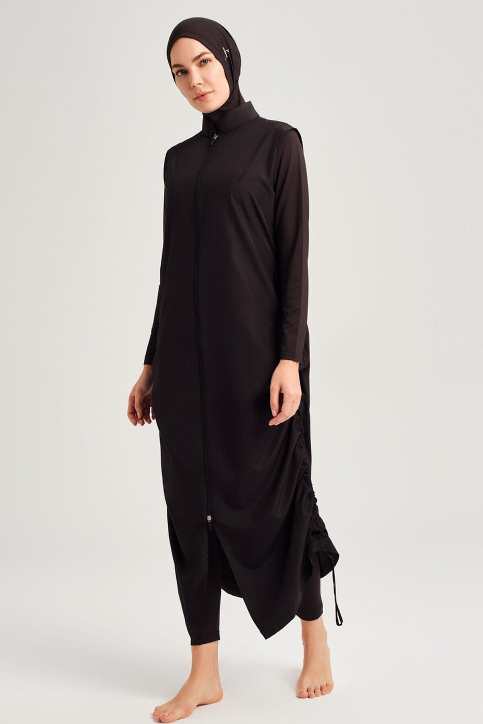 Hasema Full Length Black Vest 4-Piece Modest Swimsuit Set - MALLTURK