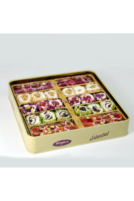 Tugba Kuruyemis tramvayli kutuda antepfistikli Assorted Turkish Delight 500gr - MALLTURK