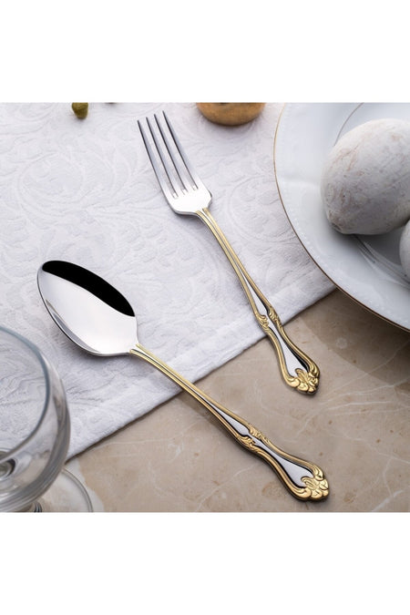Nehir lalezar Gold Plated Teaspoon 12 Piece - MALLTURK