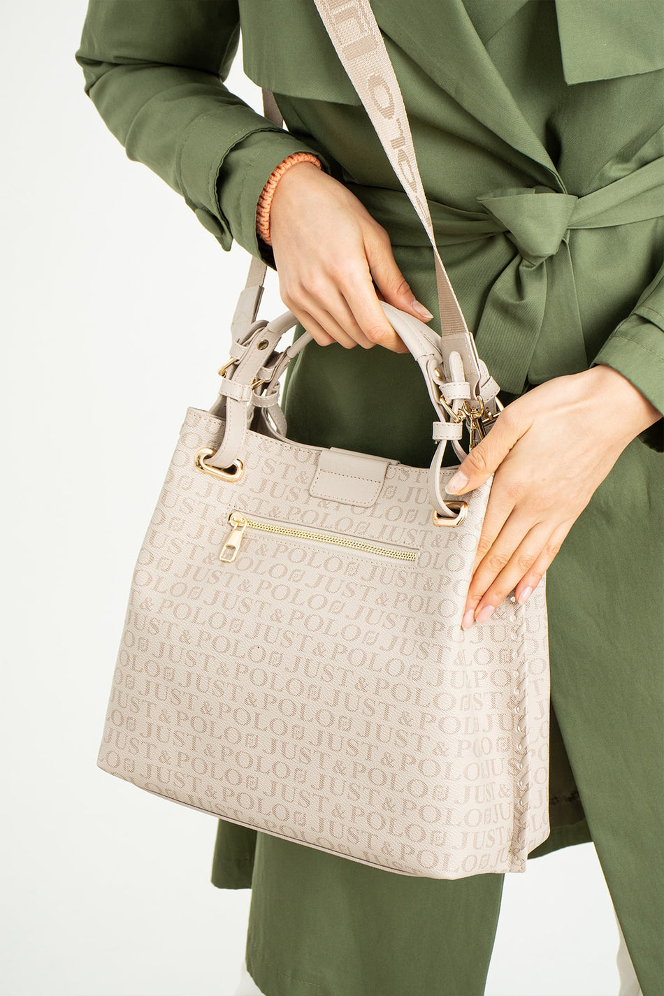 Just Polo Women's Hand and Shoulder Bag JPM2180 Stone - MALLTURK