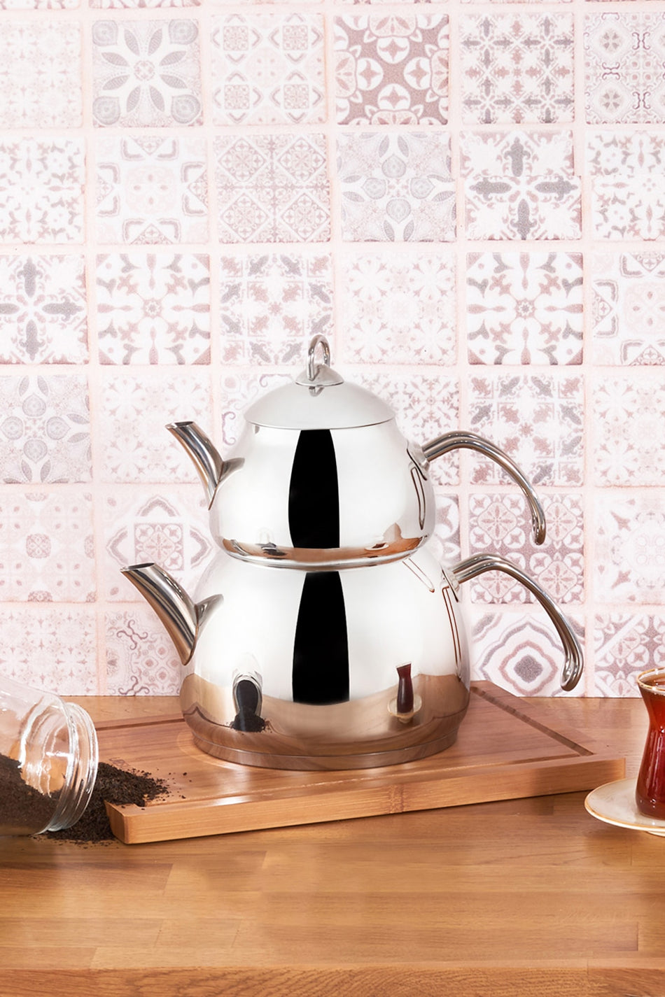 Emsan Helis Midi Stainless Steel Teapot Set - MALLTURK