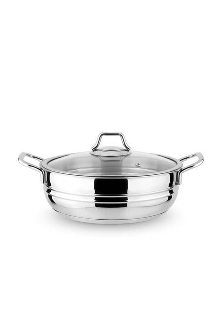Lines Oscar Handle Glass Lid Basik Pot