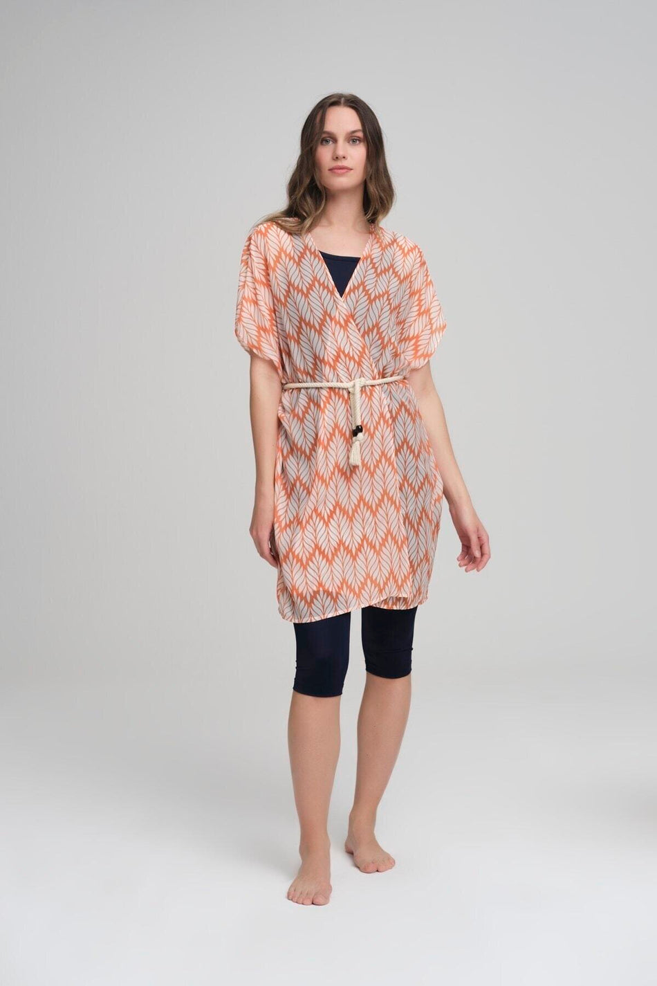 Orange Short Pareo with Swimsuit Pattern