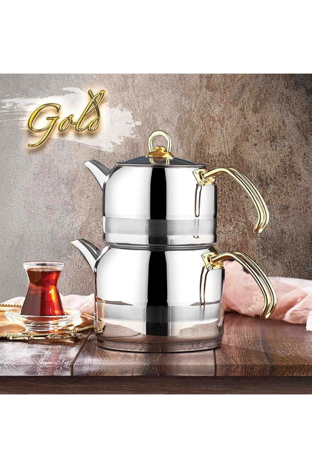 Enza Kahramanlar Mini size Gold Teapot - MALLTURK
