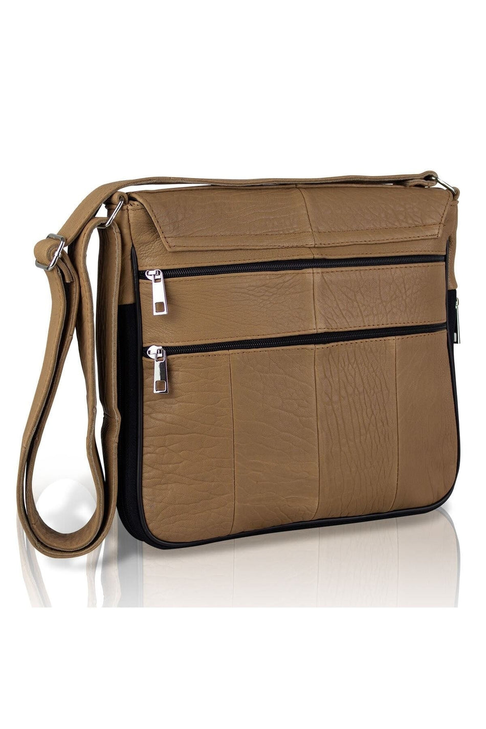 Fubileather Genuine Leather Unisex Crossbody Messenger Bag Brown