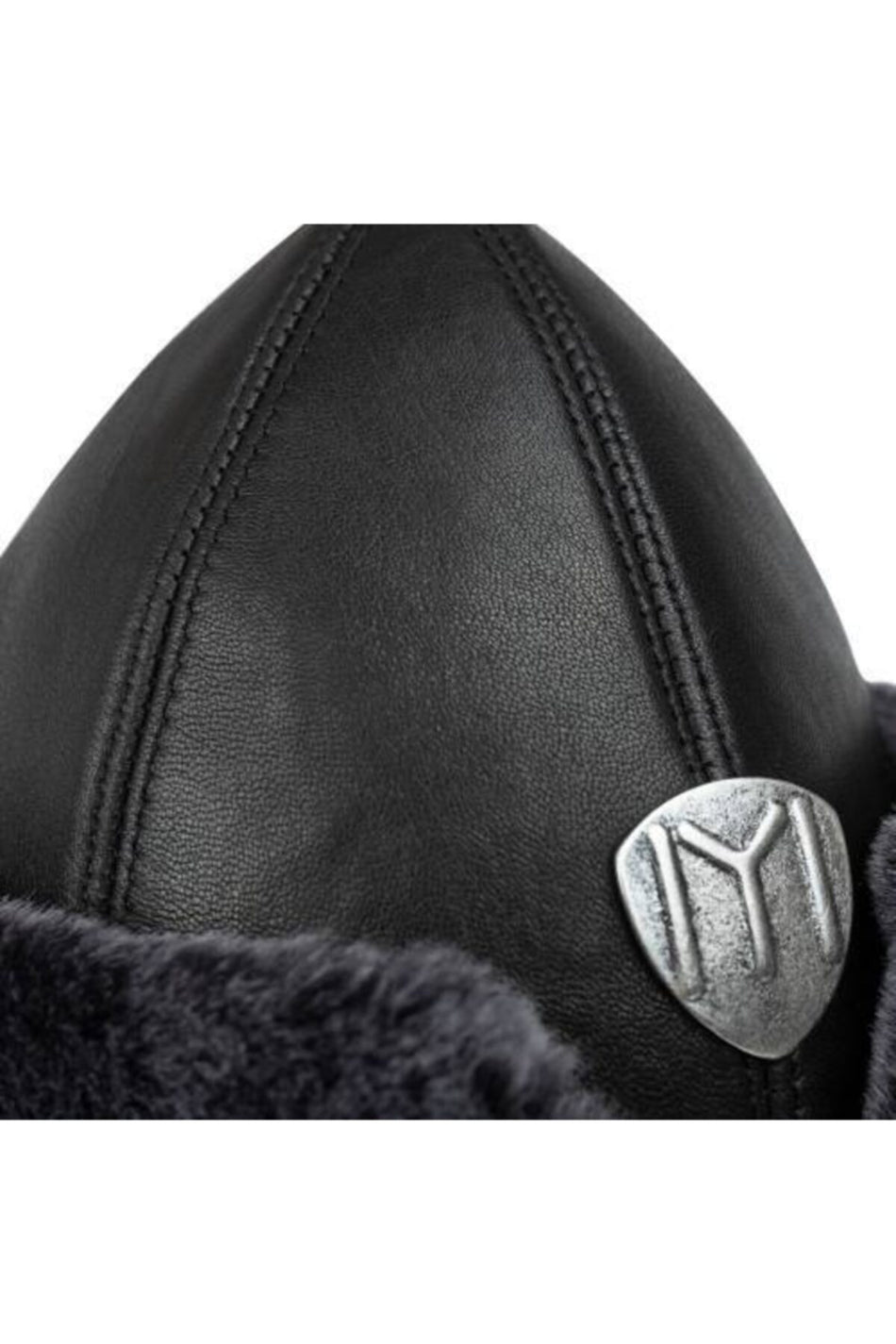 Fubileather Genuine Leather Traditional Kayı Alpine Hat - Grey Fur Lining