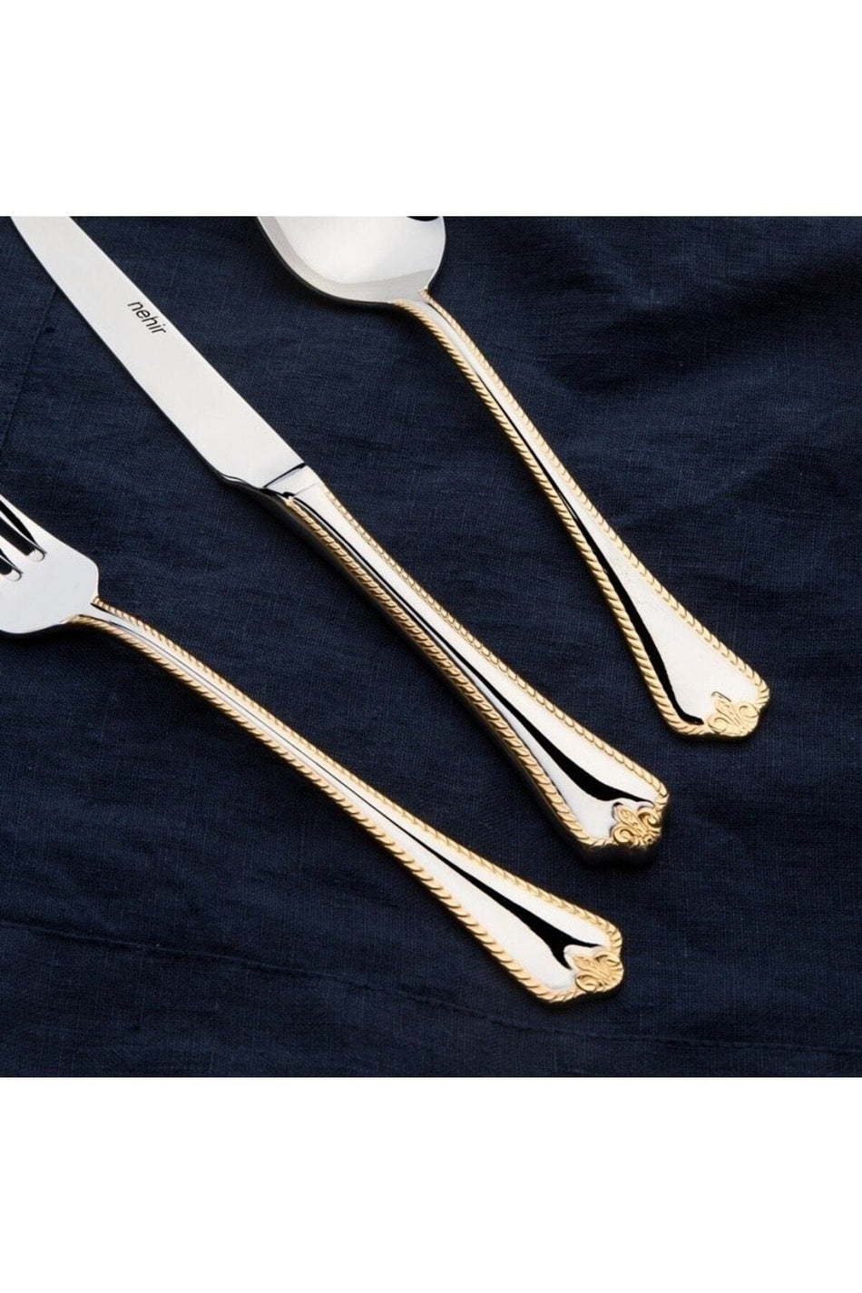 Nehir fulya 24 ayar Plain Gold Plated 72 Piece deri Boxed Flatware Set - MALLTURK