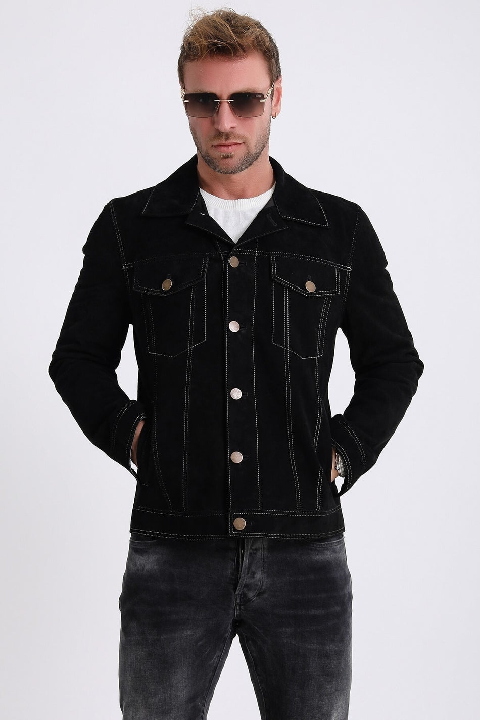 Leather Club svart jacka i nubuckmocka
