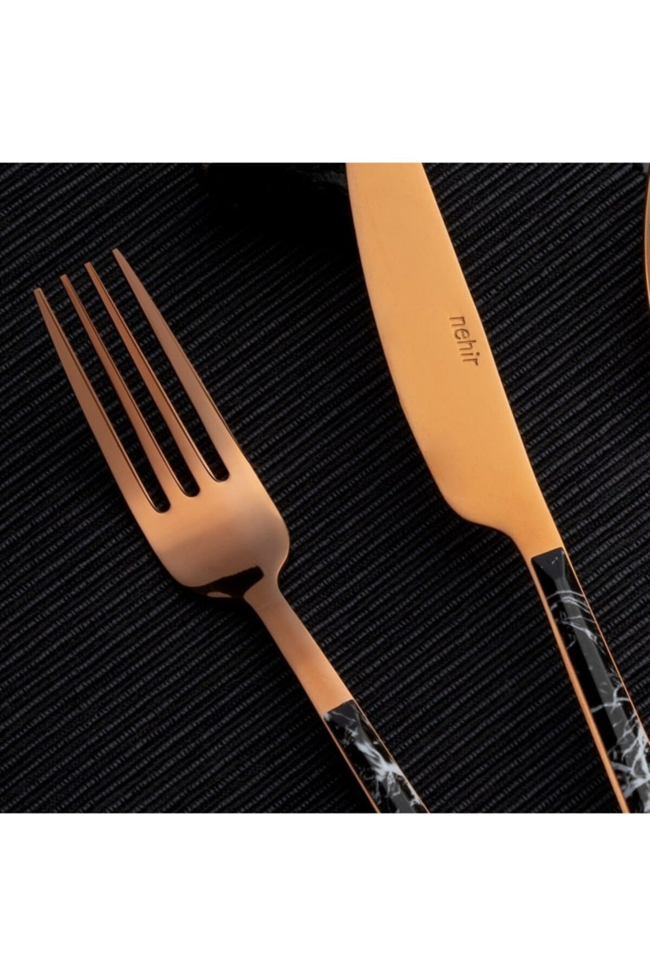 Nehir 36 Piece modern bronz Flatware Set Set 6 Place Setting - MALLTURK