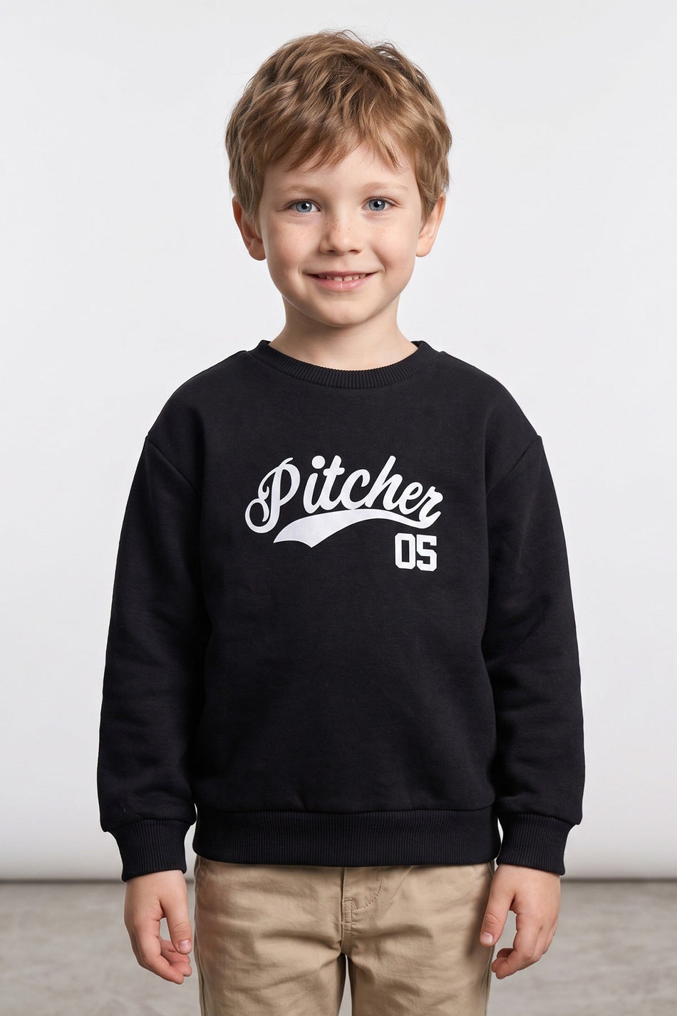3 İì‡Plik Pitcher Text Printed Boys' Sweatshirt - MALLTURK