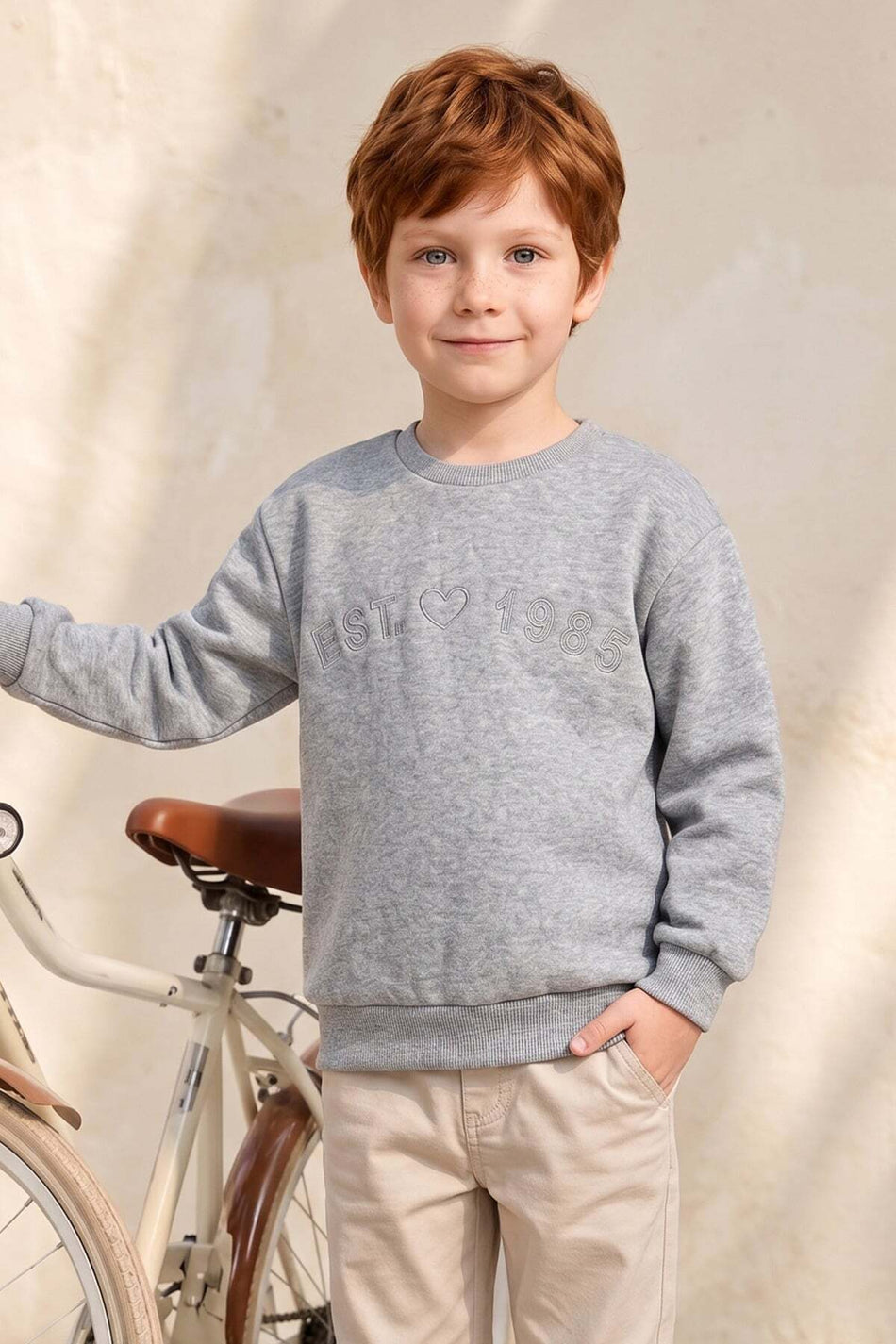 3 İplik Est Text Embroidered Unisex Kids Sweatshirt - MALLTURK
