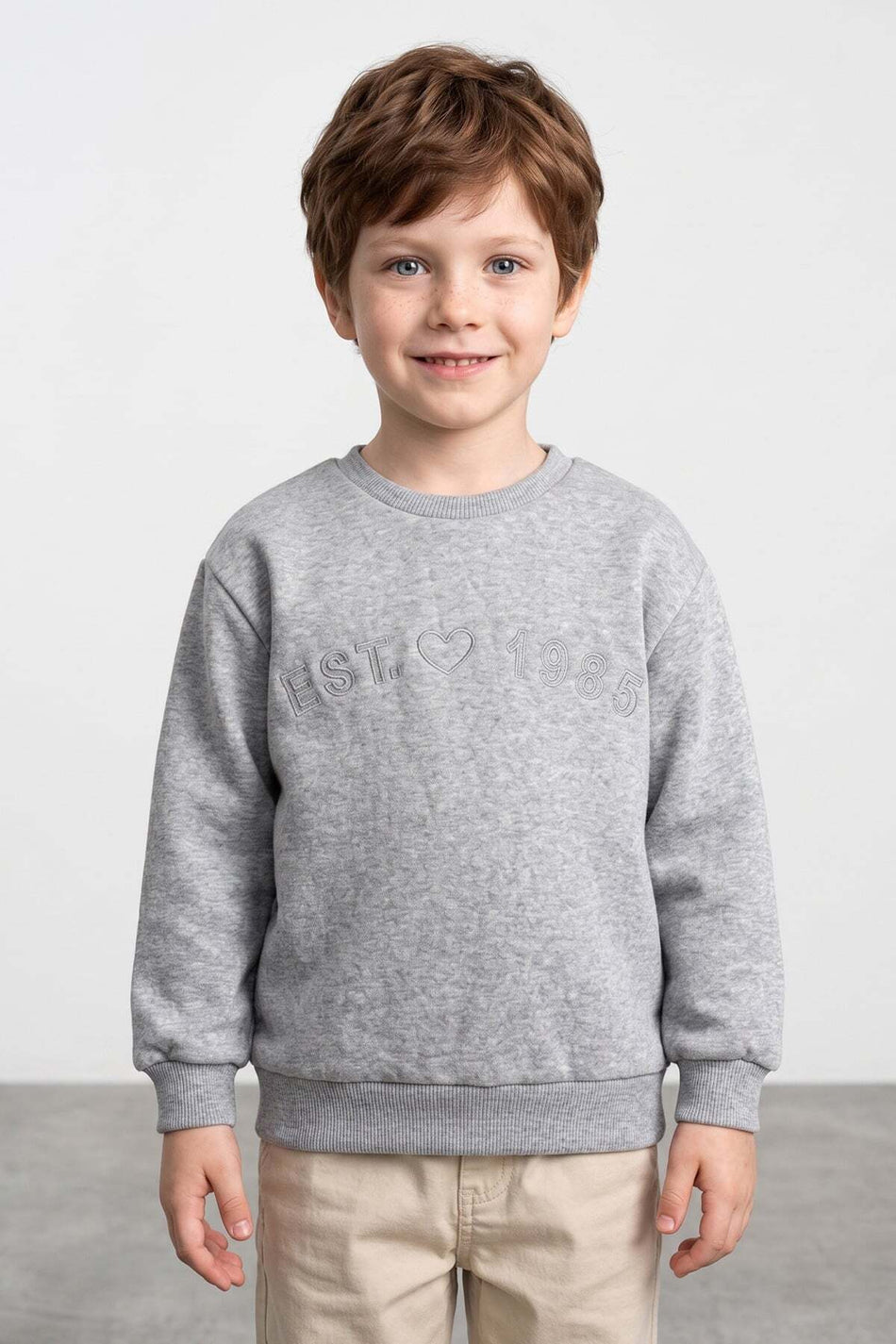 3 İplik Est Text Embroidered Unisex Kids Sweatshirt - MALLTURK