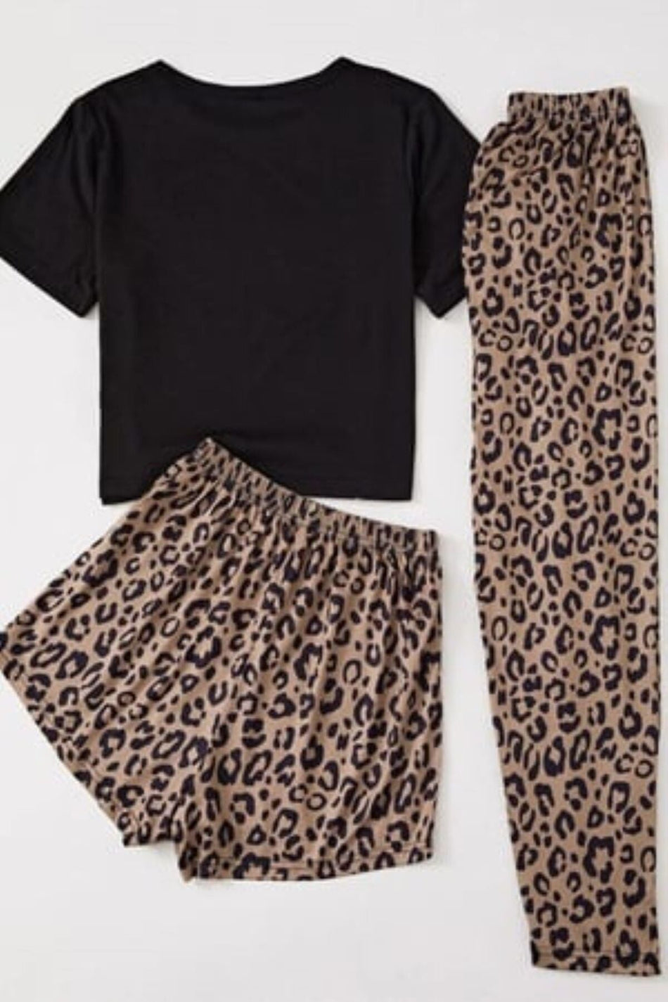 3-Piece Pajama Set with Leopard Printed Pieces of Cotton Pieces Each - MALLTURK