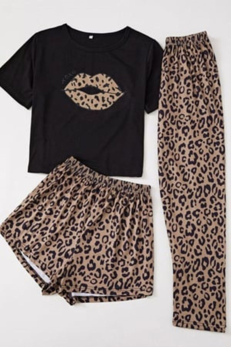 3-Piece Pajama Set with Leopard Printed Pieces of Cotton Pieces Each - MALLTURK