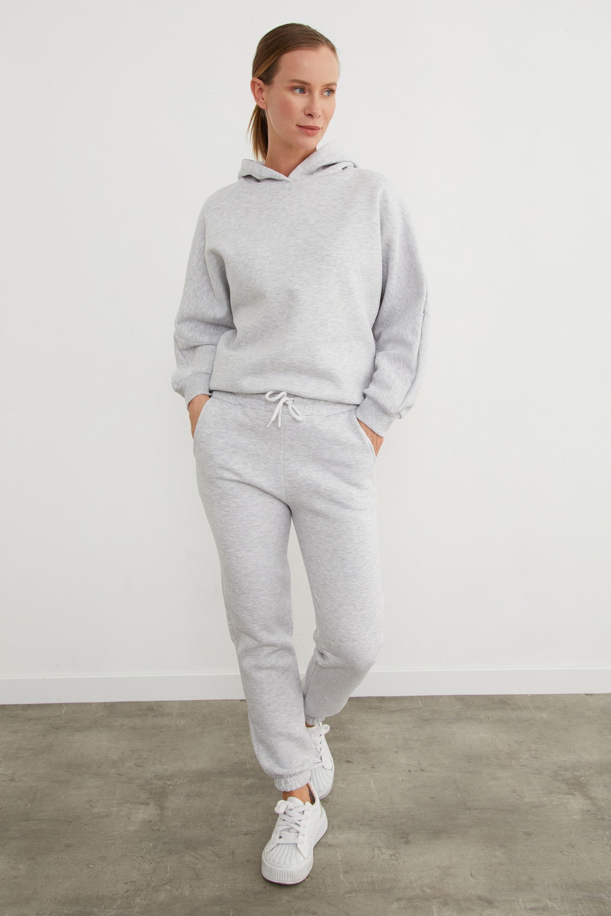 3 Thread Basic Hooded Jogger Tracksuit Set - MALLTURK