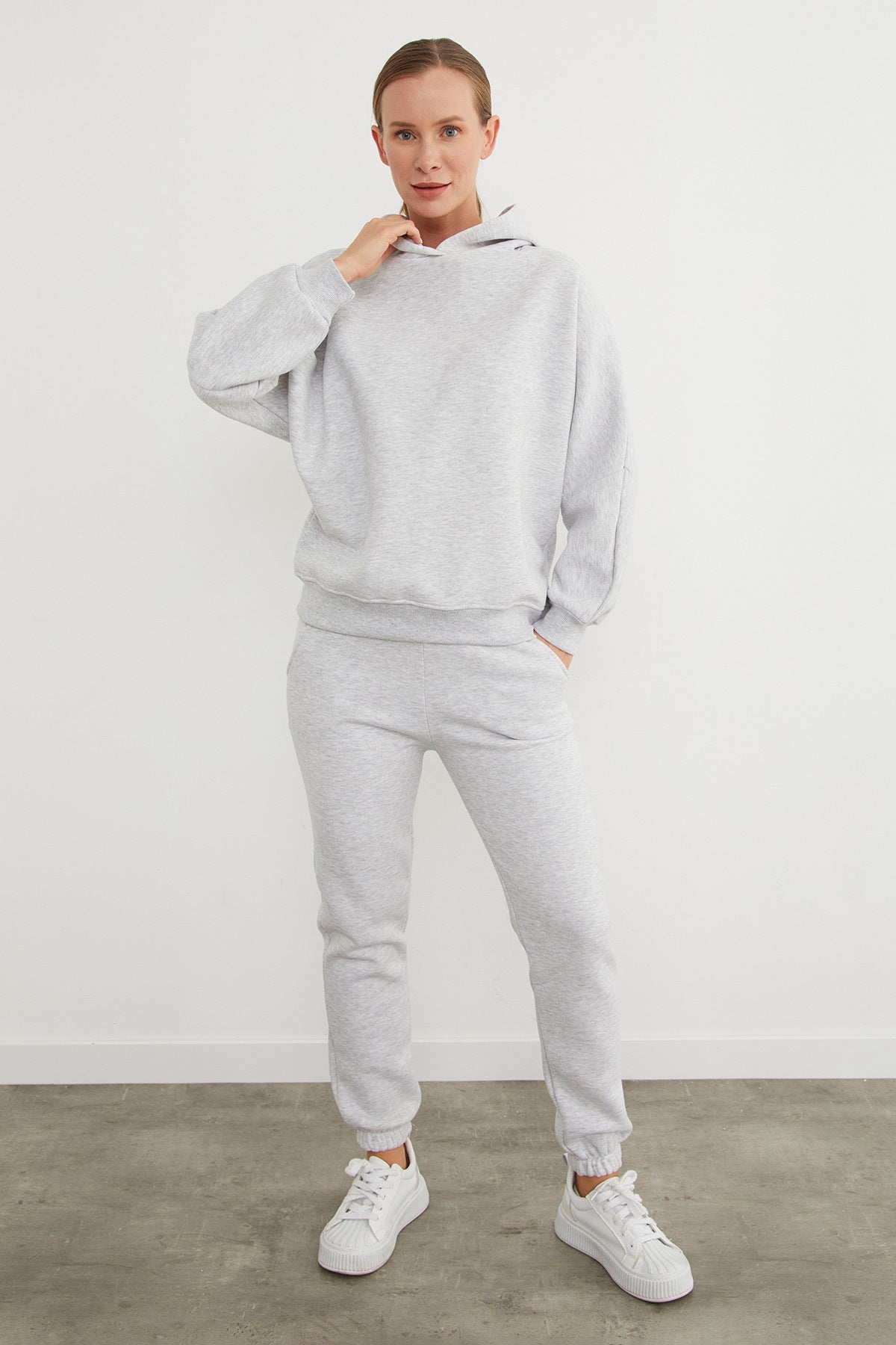 3 Thread Basic Hooded Jogger Tracksuit Set - MALLTURK