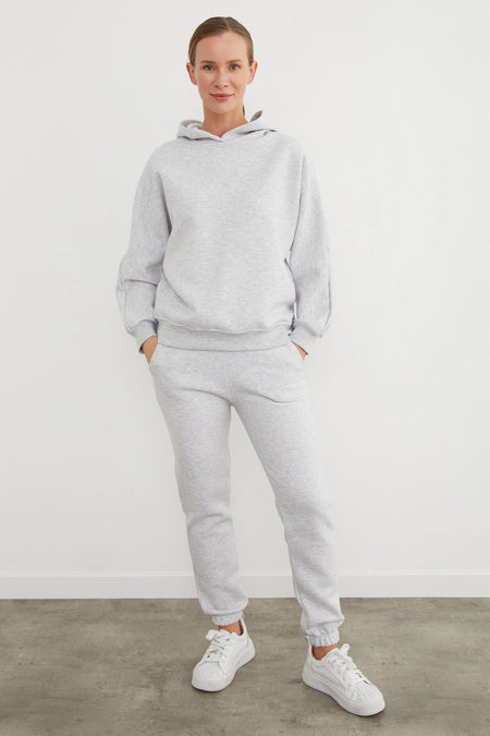 3 Thread Basic Hooded Jogger Tracksuit Set - MALLTURK