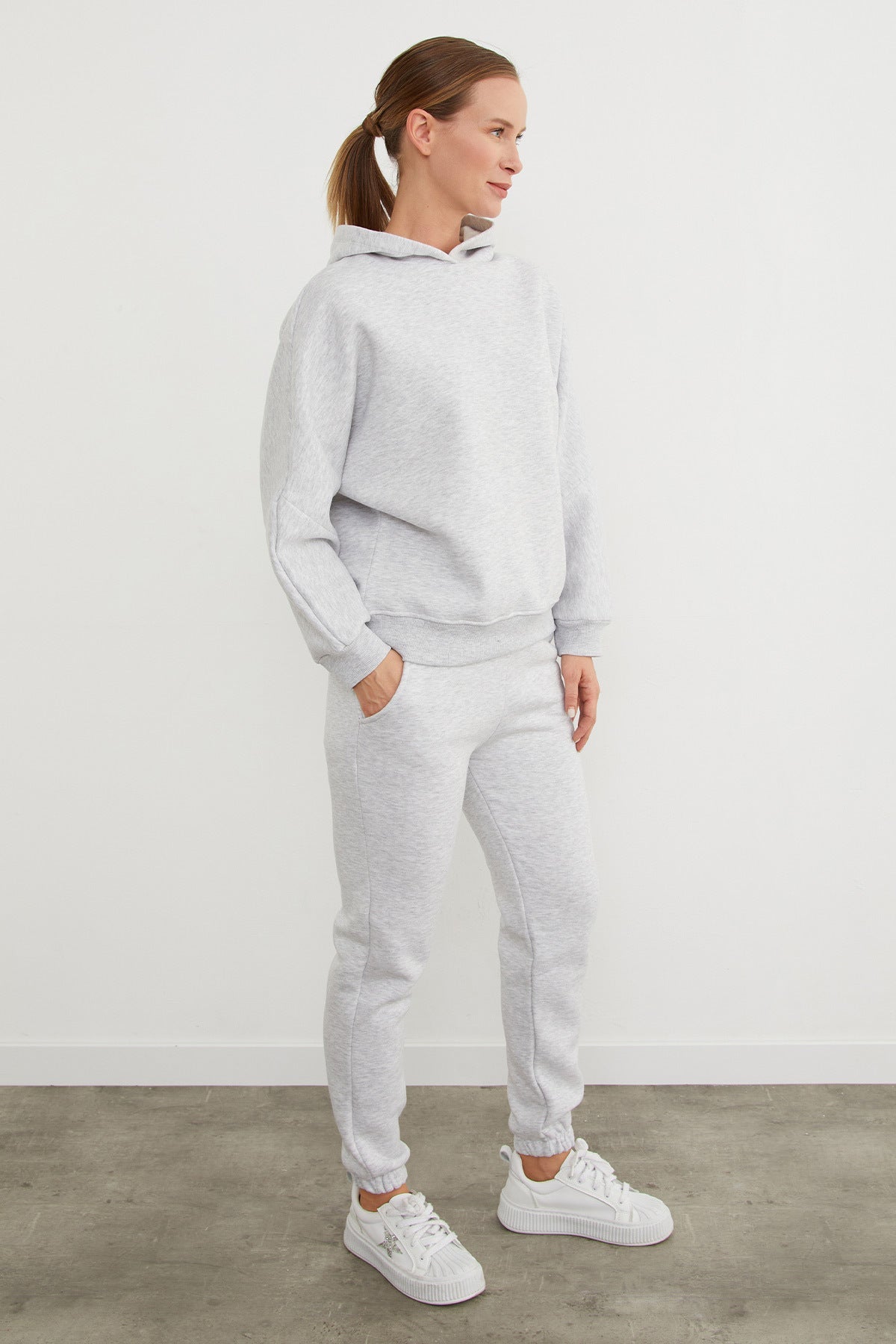 3 Thread Basic Hooded Jogger Tracksuit Set - MALLTURK