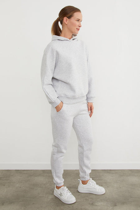 3 Thread Basic Hooded Jogger Tracksuit Set - MALLTURK