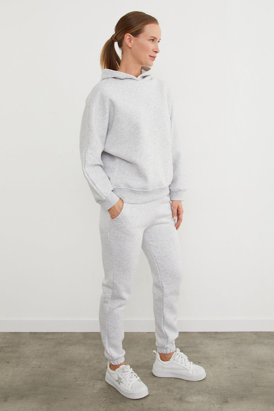 3 Thread Basic Hooded Jogger Tracksuit Set - MALLTURK