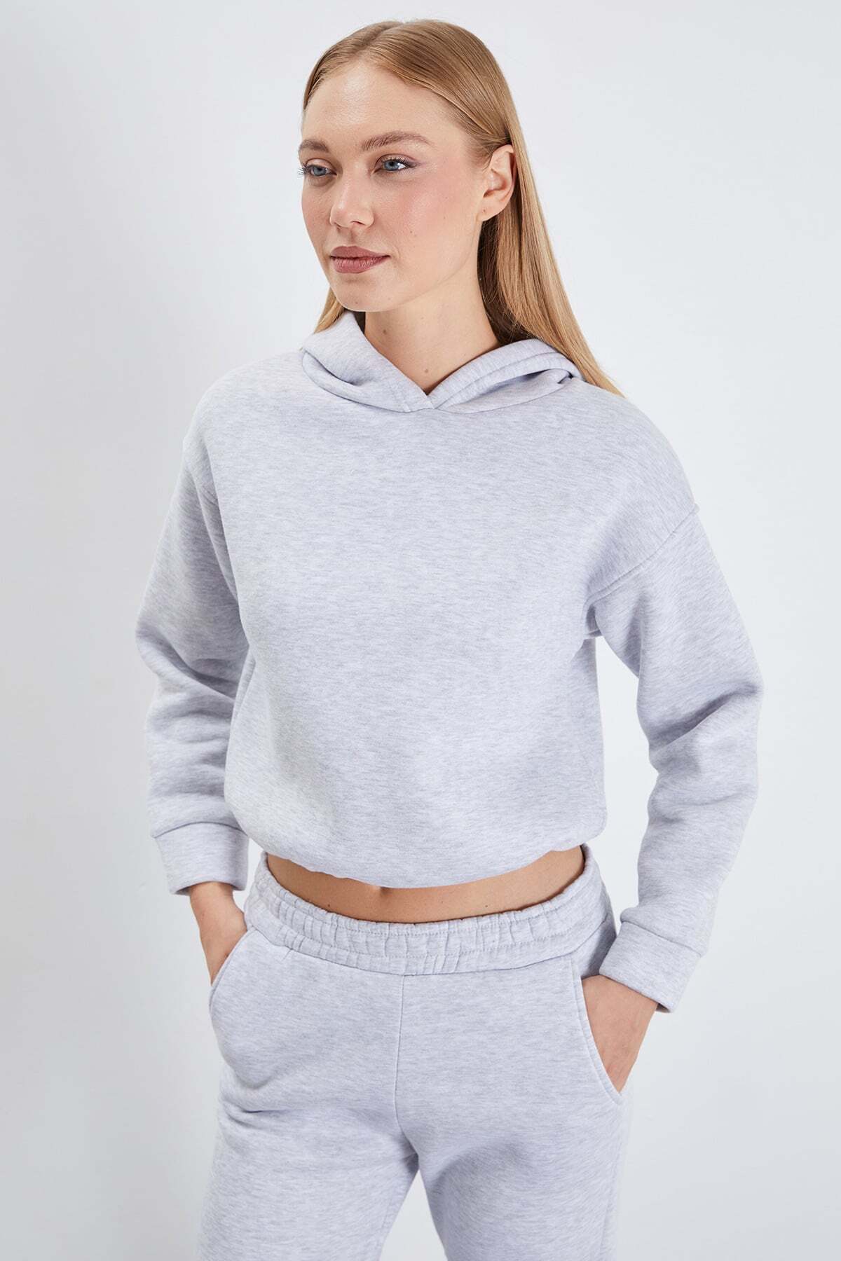 3 Thread Basic Stopper Hooded 2-Piece Tracksuit Set - MALLTURK