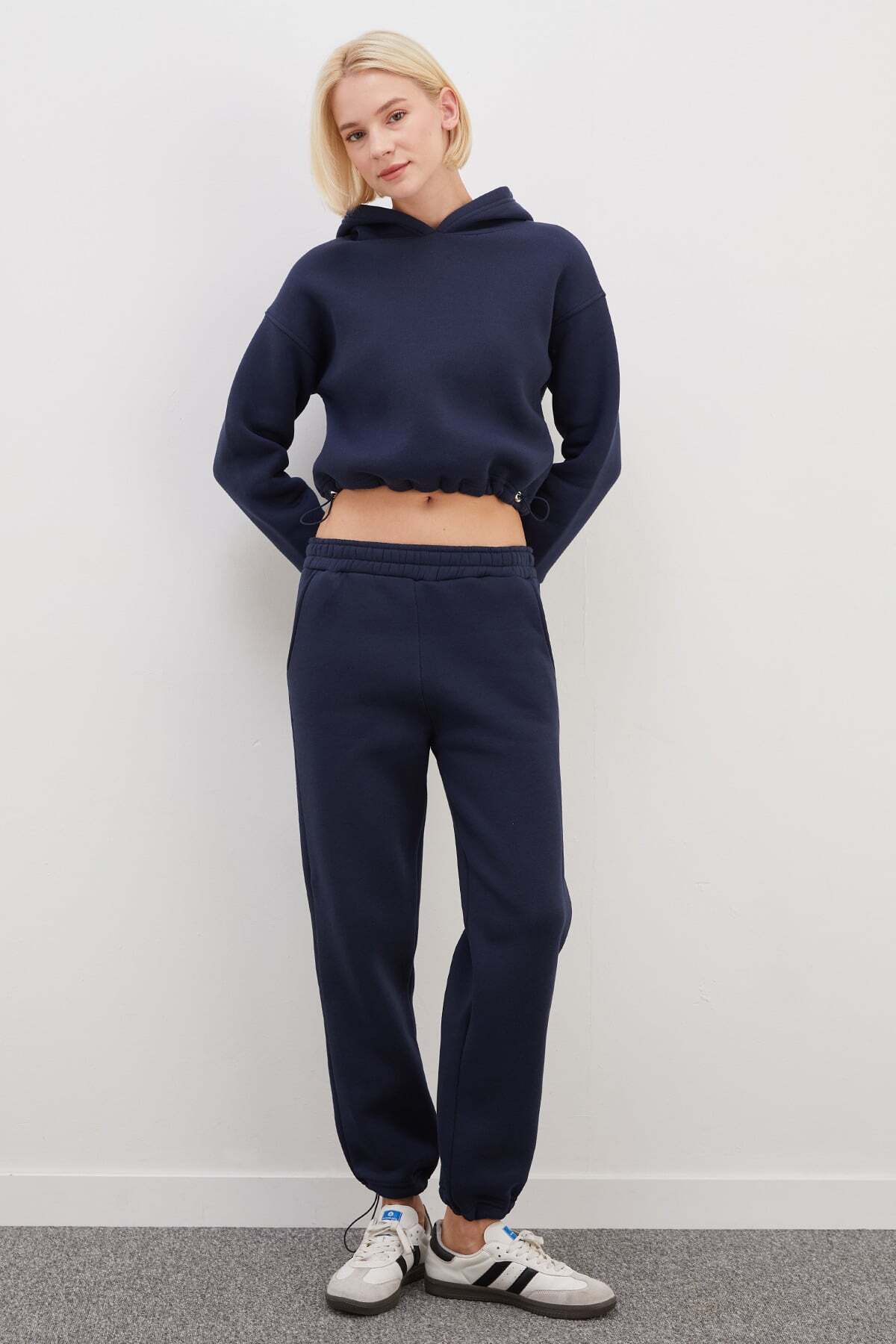 3 Thread Basic Stopper Hooded 2-Piece Tracksuit Set - MALLTURK