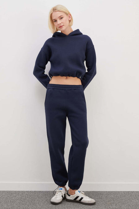 3 Thread Basic Stopper Hooded 2-Piece Tracksuit Set - MALLTURK