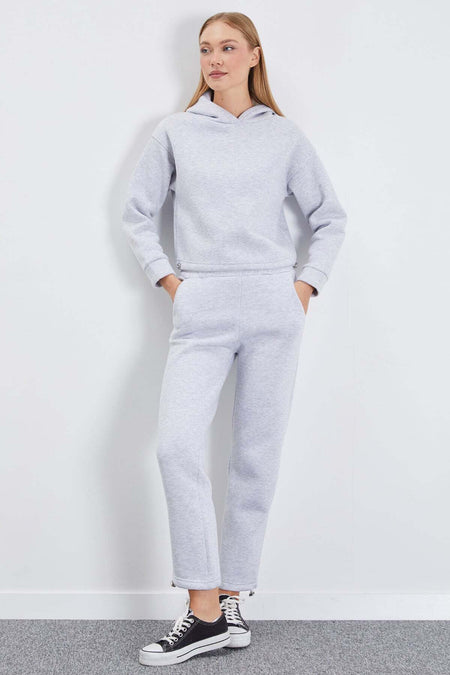 3 Thread Basic Stopper Hooded 2-Piece Tracksuit Set - MALLTURK