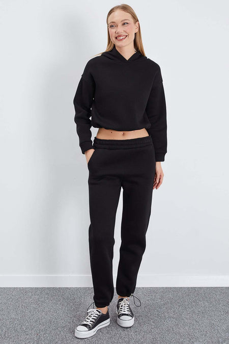 3 Thread Basic Stopper Hooded 2-Piece Tracksuit Set - MALLTURK