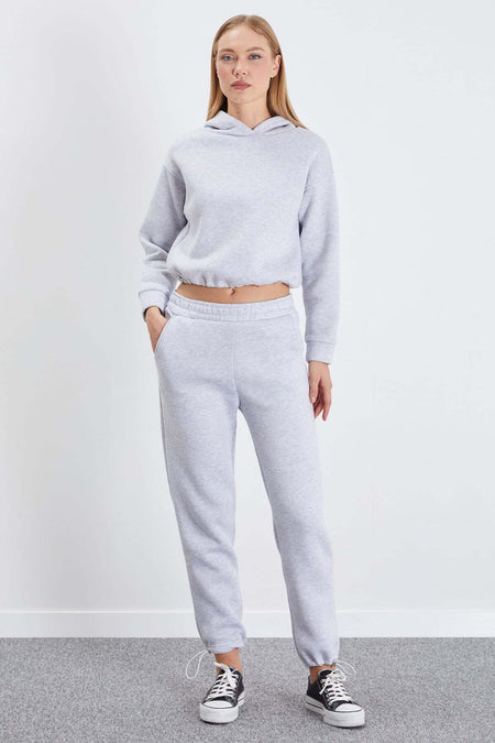 3 Thread Basic Stopper Hooded 2-Piece Tracksuit Set - MALLTURK