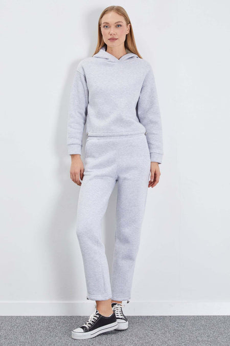 3 Thread Basic Stopper Hooded 2-Piece Tracksuit Set - MALLTURK