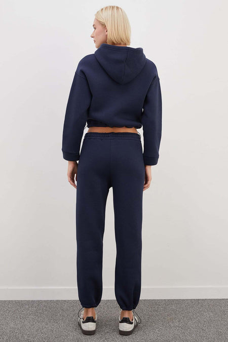 3 Thread Basic Stopper Hooded 2-Piece Tracksuit Set - MALLTURK