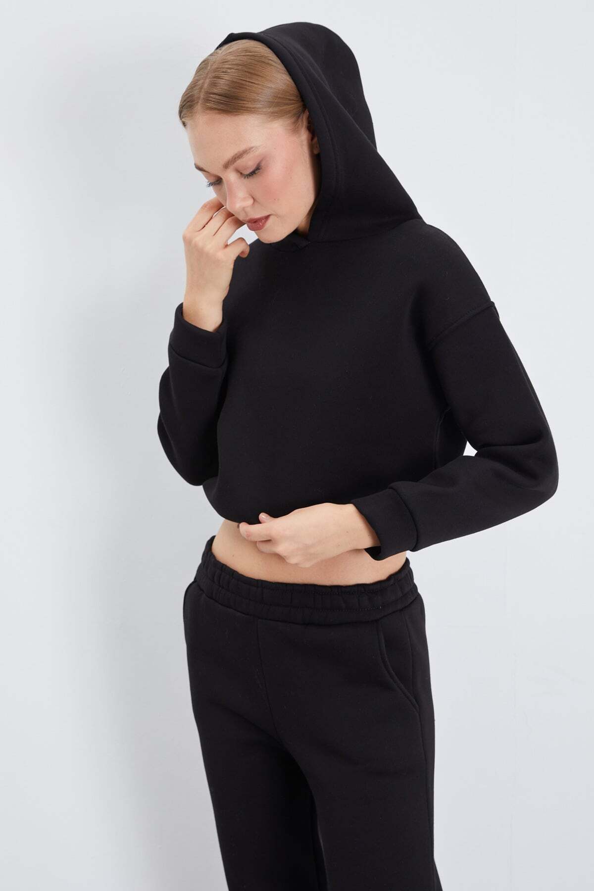 3 Thread Basic Stopper Hooded 2-Piece Tracksuit Set - MALLTURK