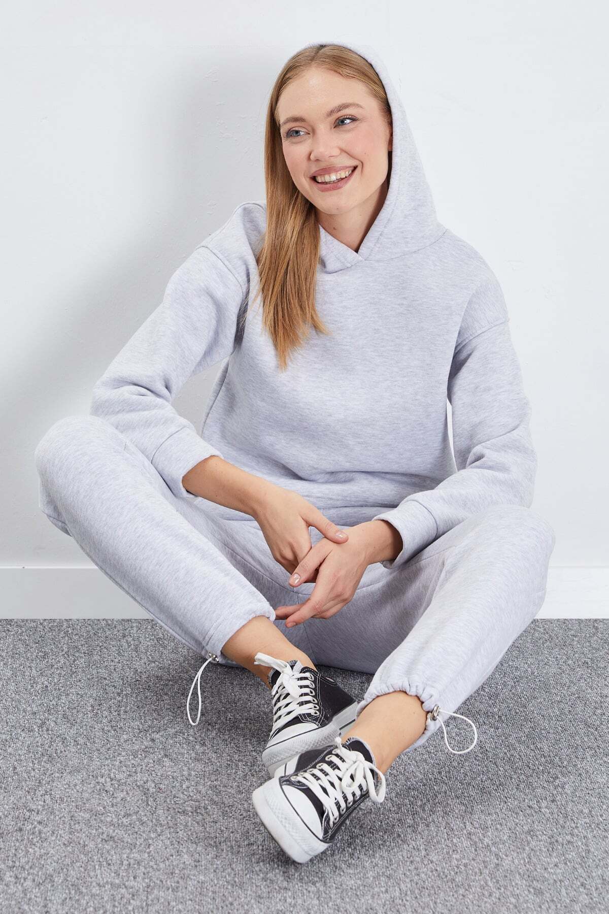 3 Thread Basic Stopper Hooded 2-Piece Tracksuit Set - MALLTURK