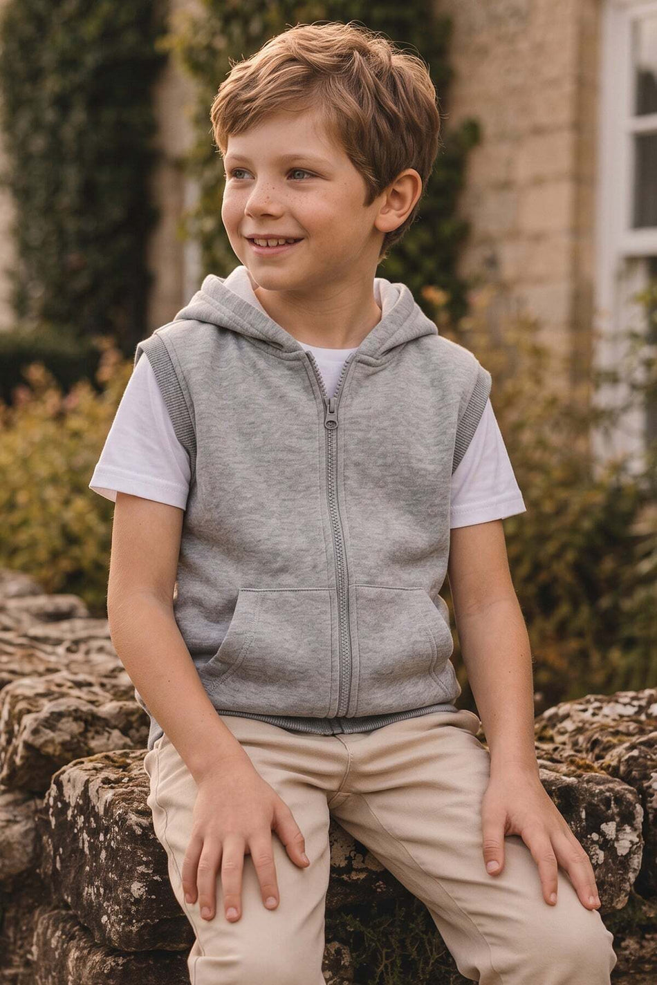 3 Thread Hooded Zippered Unisex Children's Vest - MALLTURK
