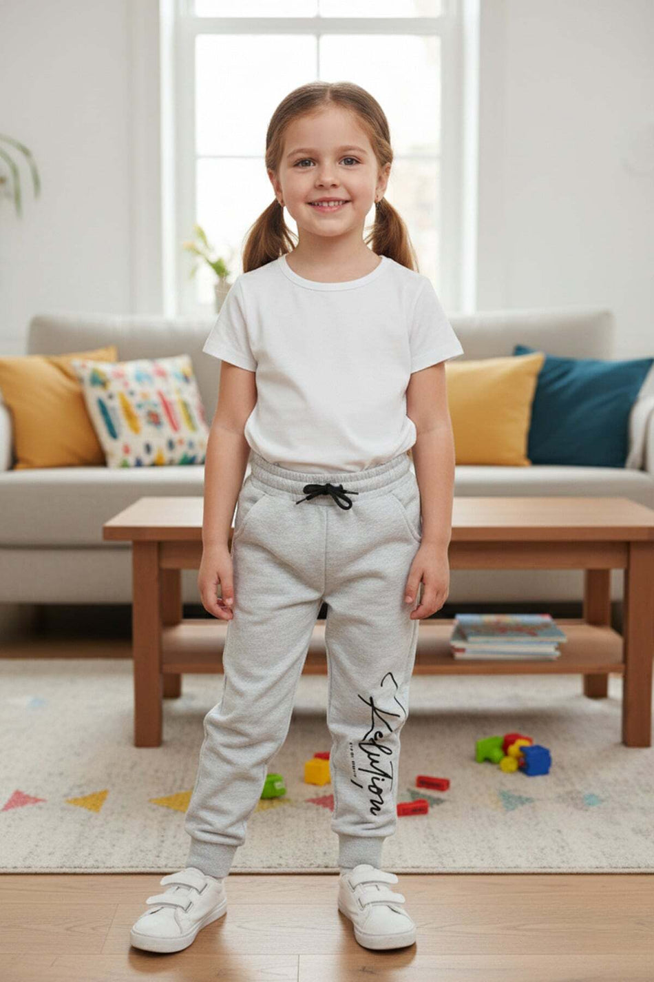 3 Thread Letter Printed Jogger Girls' Sweatpants - MALLTURK