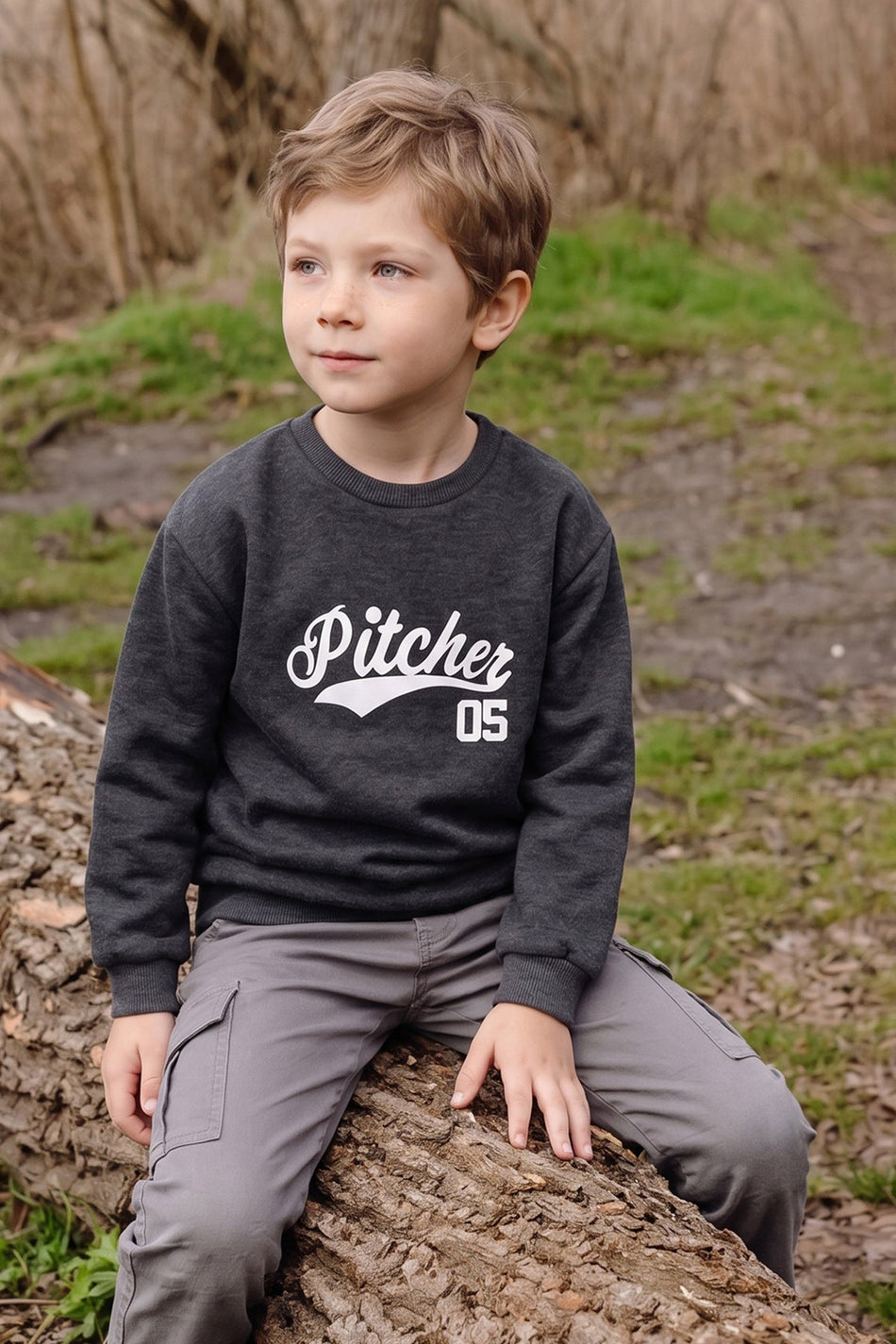 3 Thread Pitcher Text Printed Boys' Sweatshirt - MALLTURK