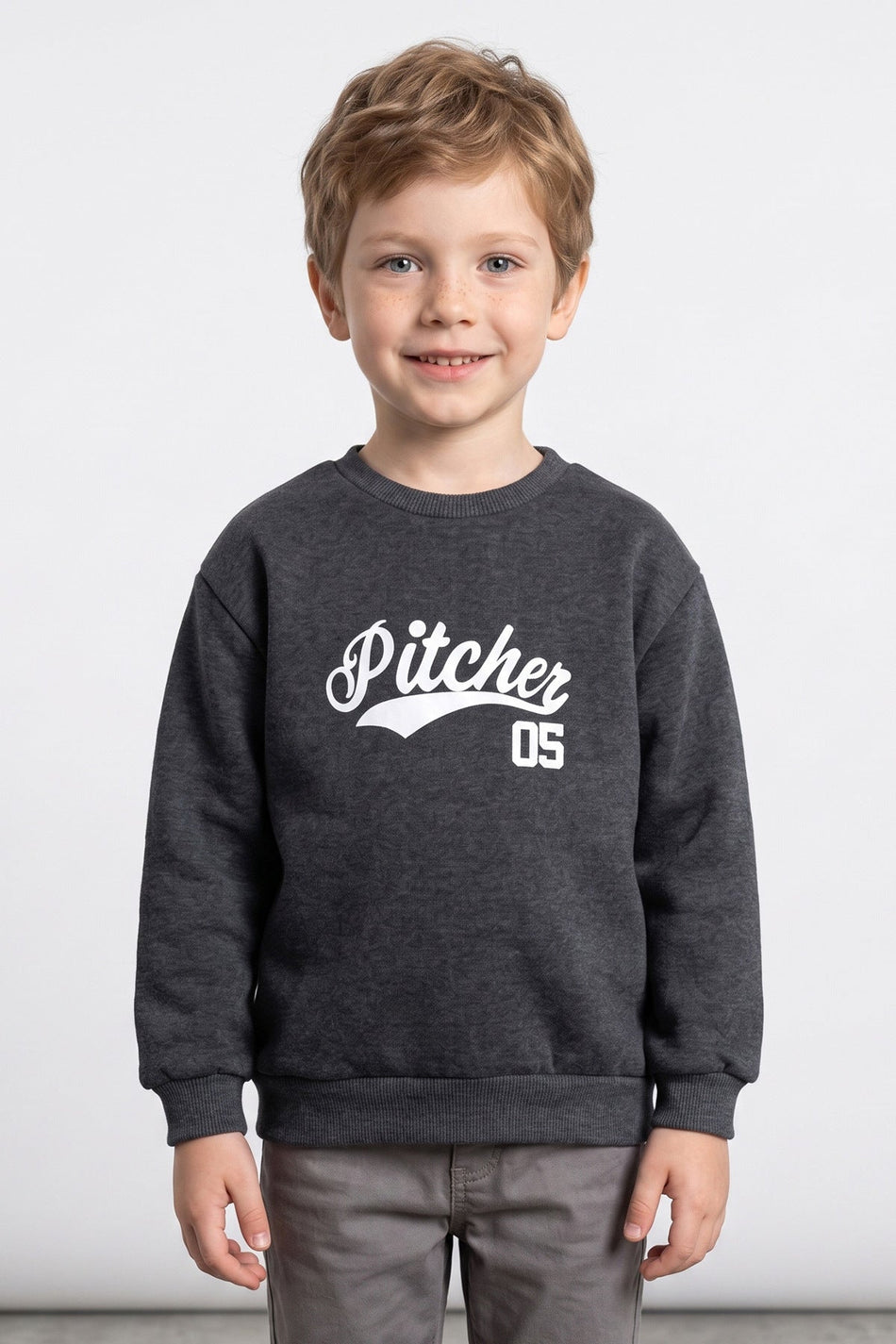 3 Thread Pitcher Text Printed Boys' Sweatshirt - MALLTURK