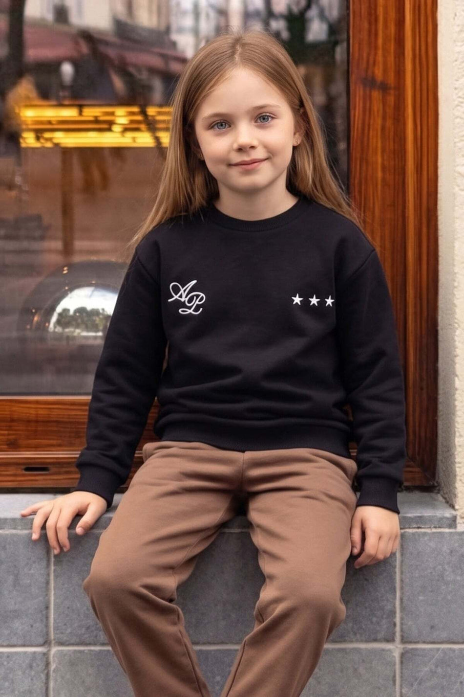 3 Thread Star Printed Crew Neck Unisex Kids Sweatshirt - MALLTURK