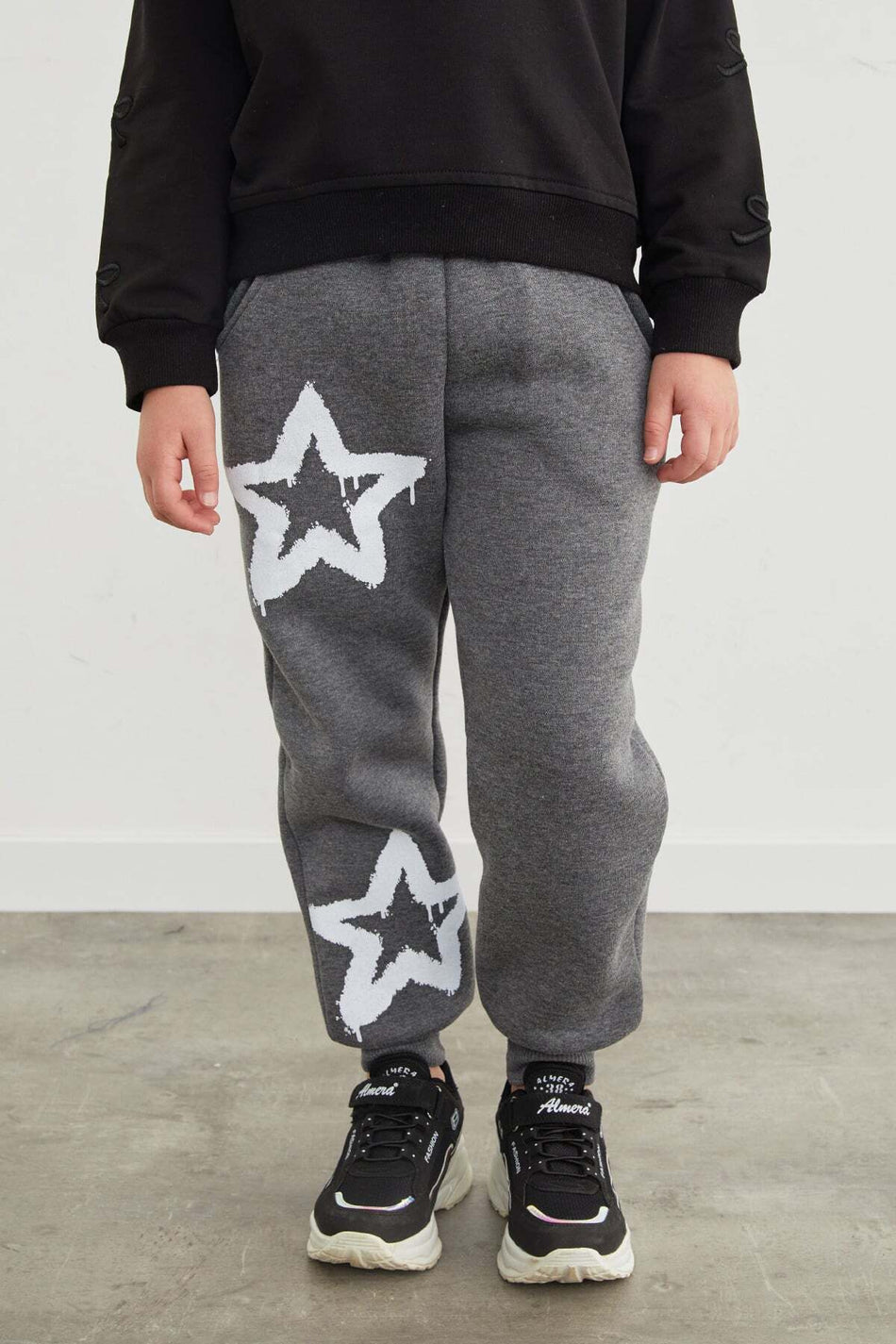 3 Thread Star Printed Jogger Girls' Sweatpants - MALLTURK