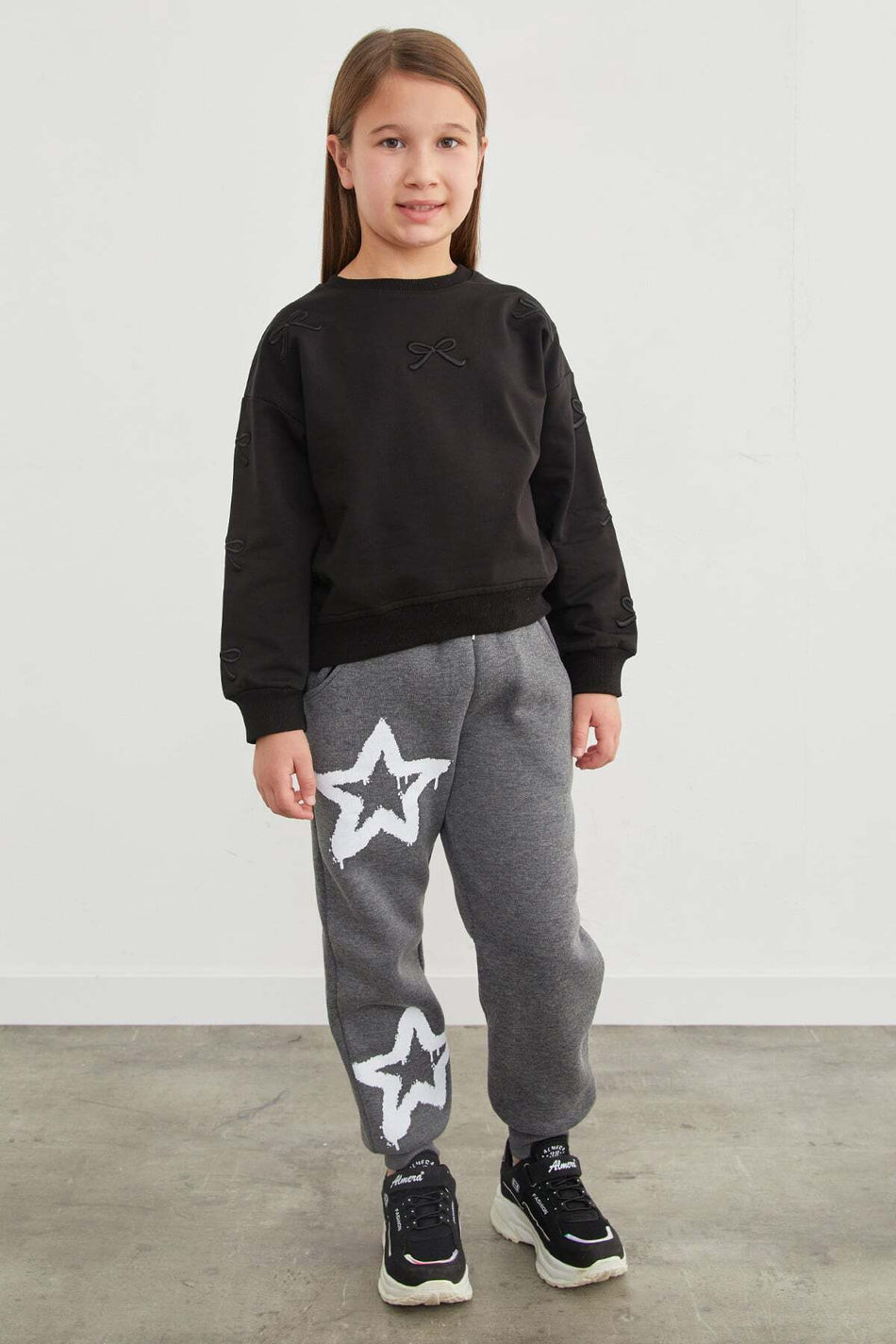 3 Thread Star Printed Jogger Girls' Sweatpants - MALLTURK