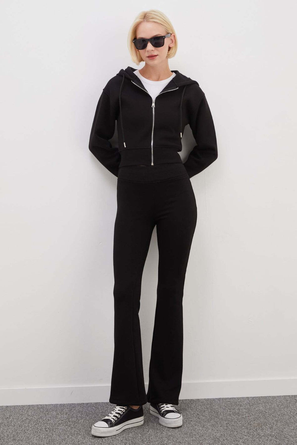 3 Threaded Non-Threaded Elastic Waist Flare Leggings - MALLTURK