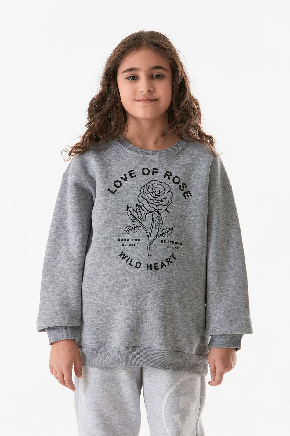 3 Yarn Letter Printed Crew Neck Girl's Sweatshirt - MALLTURK