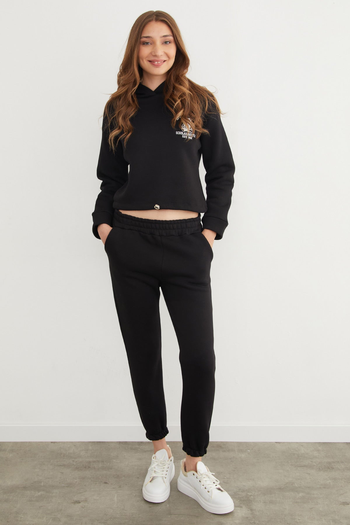 3 Yarn Teddy Bear Embroidered Hooded Jogger Tracksuit Set - MALLTURK